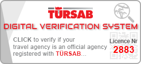 TURSAB Digital Verification System badge, opens the licence check on tursab.org.tr