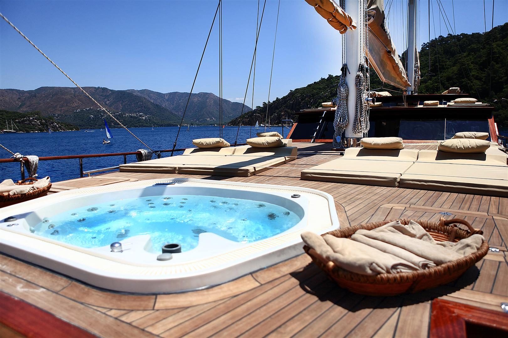 Sun deck with sunbeds